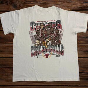 Chicago Bulls Michael Jordan Championship Caricature  T Shirt